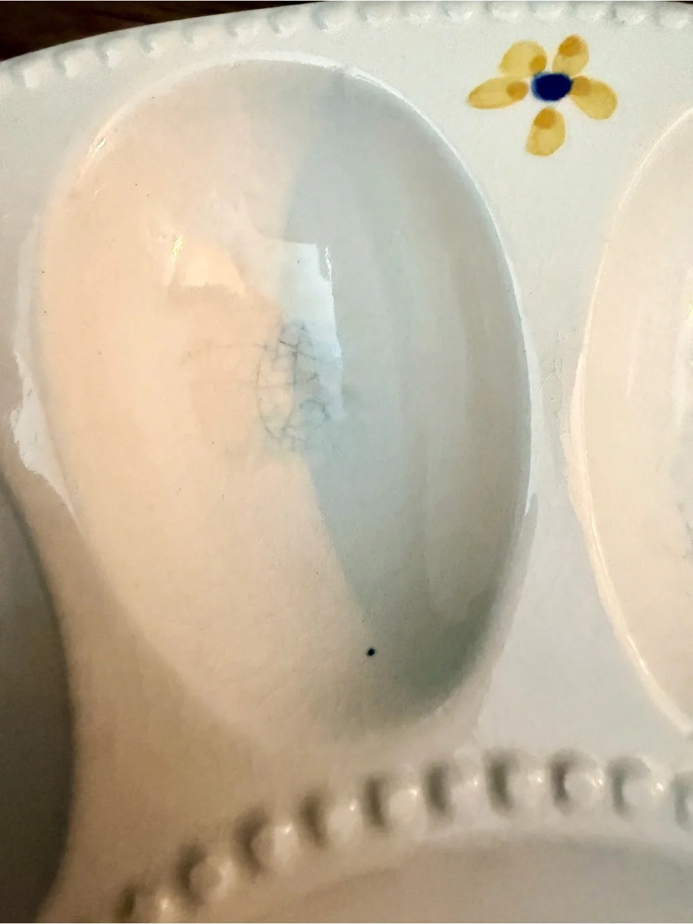 Vintage Golden Crown/Secla Hand-Painted Ceramic Floral Egg Serving Platter